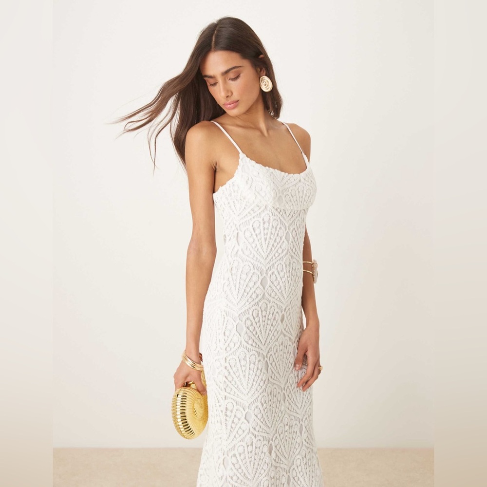 Bardot Andoni White Seashell Crochet Midi Dress, Size 4, $169 - Picture 8 of 14